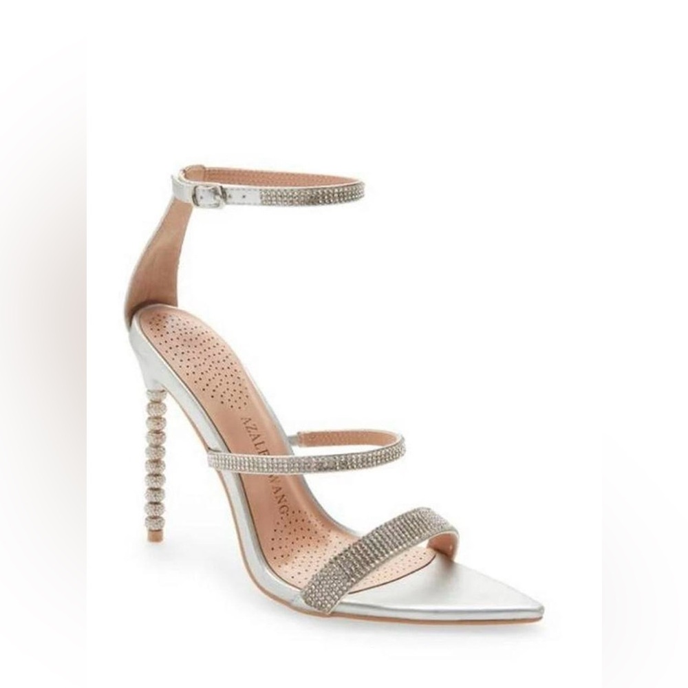 Azalea Wang Silver Ankle Strap Heels